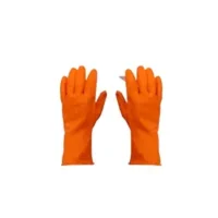 Premium Orange Rubber Cleaning Gloves | Reusable & Durable Hand Gloves | Resistant to Chemicals & Detergents | Heavy-Duty Gloves for Cleaning, Dishwashing, and Gardening (Pack of 1)