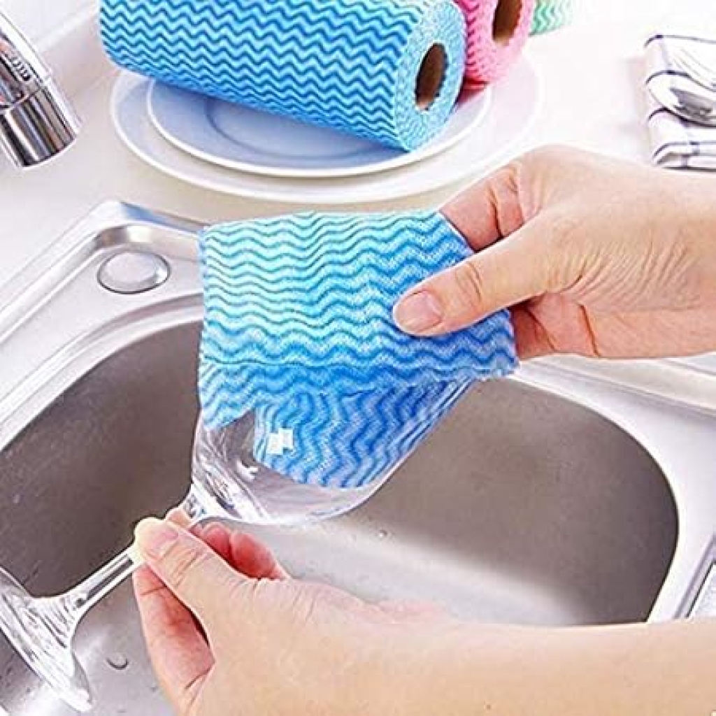 Multi-Use Washable Kitchen Tissue Rolls | 230mm x 210mm | For Kitchen, Floor & Wall Cleaning | 70 Pulls/Roll | Buy One Get One Free - Image 5