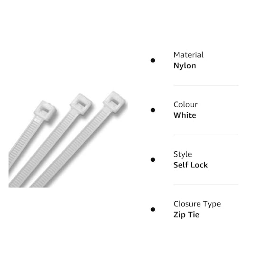 Heavy Duty Multipurpose White Nylon Self-Locking Zip Ties for Home and Office Cable Ties 14" (350X 7.60 MM) - Pack of 100 - Image 4