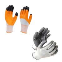 Safety Gloves for Men Industrial | Nitrile Gloves | Safety Hand Gloves For Men & Women | Hand Gloves for Gardening Work | Cut Resistant Gloves| Orange and Grey| 2 Pairs