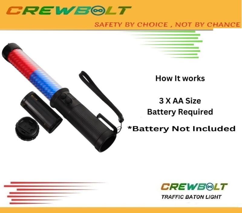 LED Traffic Control Signal Baton | Red & Blue Flashing Safety Wand - Image 4