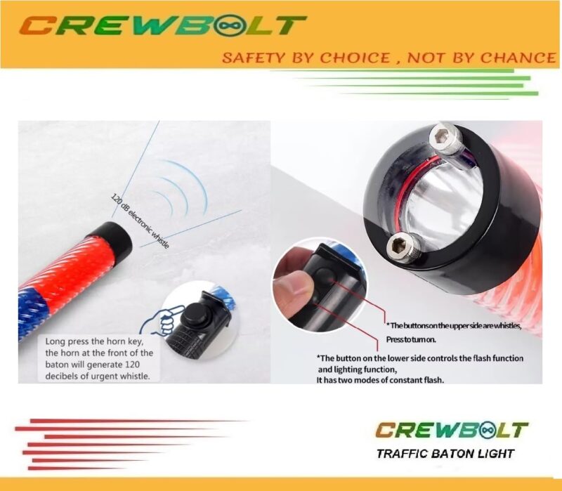 LED Traffic Control Signal Baton | Red & Blue Flashing Safety Wand - Image 3