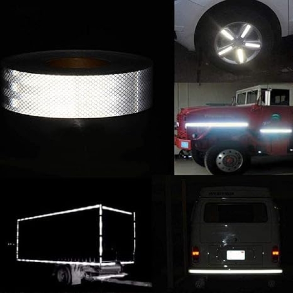 Multicolor Reflective Tape| 1 Inch x 2 Meter Refelector Warning Tapes(Red, White, Yellow) Retro Radium Safety for Bikes, Scooters, Cars || Pack of 3 - Image 5