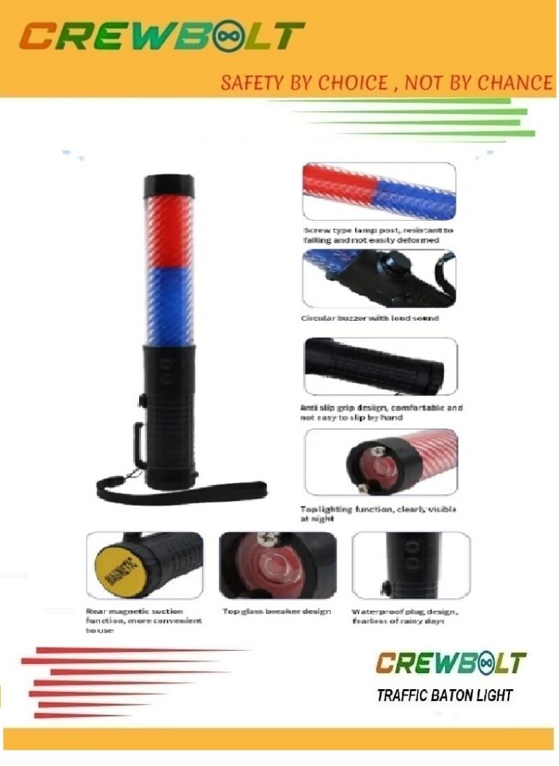 LED Traffic Control Signal Baton | Red & Blue Flashing Safety Wand - Image 5