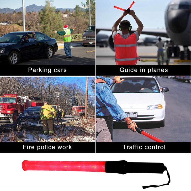 Traffic Baton Light, 21 Inch, Red & Green Blinking Signals, Pack of 5 - Image 8