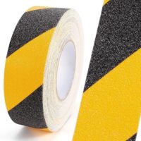 Anti Slip Safety Tape 2 Inches x 18 Meters Non Skid Safety Tape||High Traction Grit Yellow & Black Marking Self-Adhesive Tape|| Warning Tape for Stairs Steps Deck|| Pack of 1