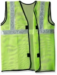 Polyster Fabric V Neck Green Reflective Safety Jacket Safety Coat