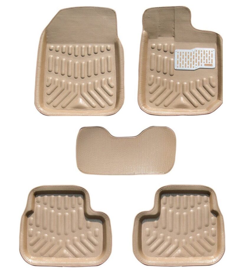 3D Car Floor Mats Beige | All-Weather Waterproof Foot Mats | Anti-Slip Dustproof Car Interior Mats for Front & Rear Seats - Image 2