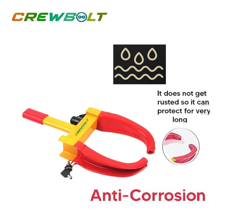 Heavy Duty Wheel Lock for Car | Adjustable Anti-Theft Tyre Clamp | Cold Rolled MS Steel | Red & Yellow Finish | 3 Keys | Pack of 1 - Image 5