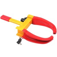 Heavy Duty Wheel Lock for Car | Adjustable Anti-Theft Tyre Clamp | Cold Rolled MS Steel | Red & Yellow Finish | 3 Keys | Pack of 1