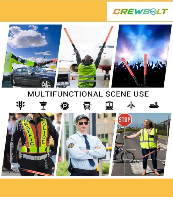 Waterproof Traffic Baton Light Stick | 21 Inch LED Road Safety Signal Red & Green Emergency Safety Rod Stick - Image 3