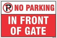"No Parking In Front Of The Gate" Safety Sticker