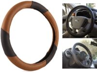 Black Brown Steering Wheel Cover | Premium Textured Grip with Elegant Contrast Design | Universal Fit