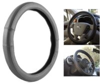 Plain Grey Steering Cover | Simple and Sleek Soft Grip Design | Anti-Slip Car Wheel Cover