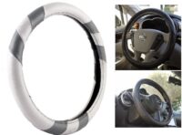 Grey Dark Grey Steering Cover | Dual-Tone Comfort Grip Steering Wheel Wrap | Anti-Slip & Durable