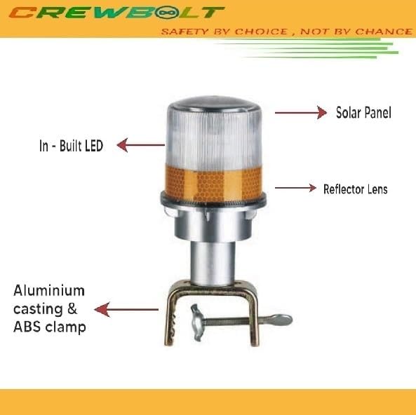 Solar Blinker Light | Aluminium Body with ABS Clamp| Yellow - Image 3